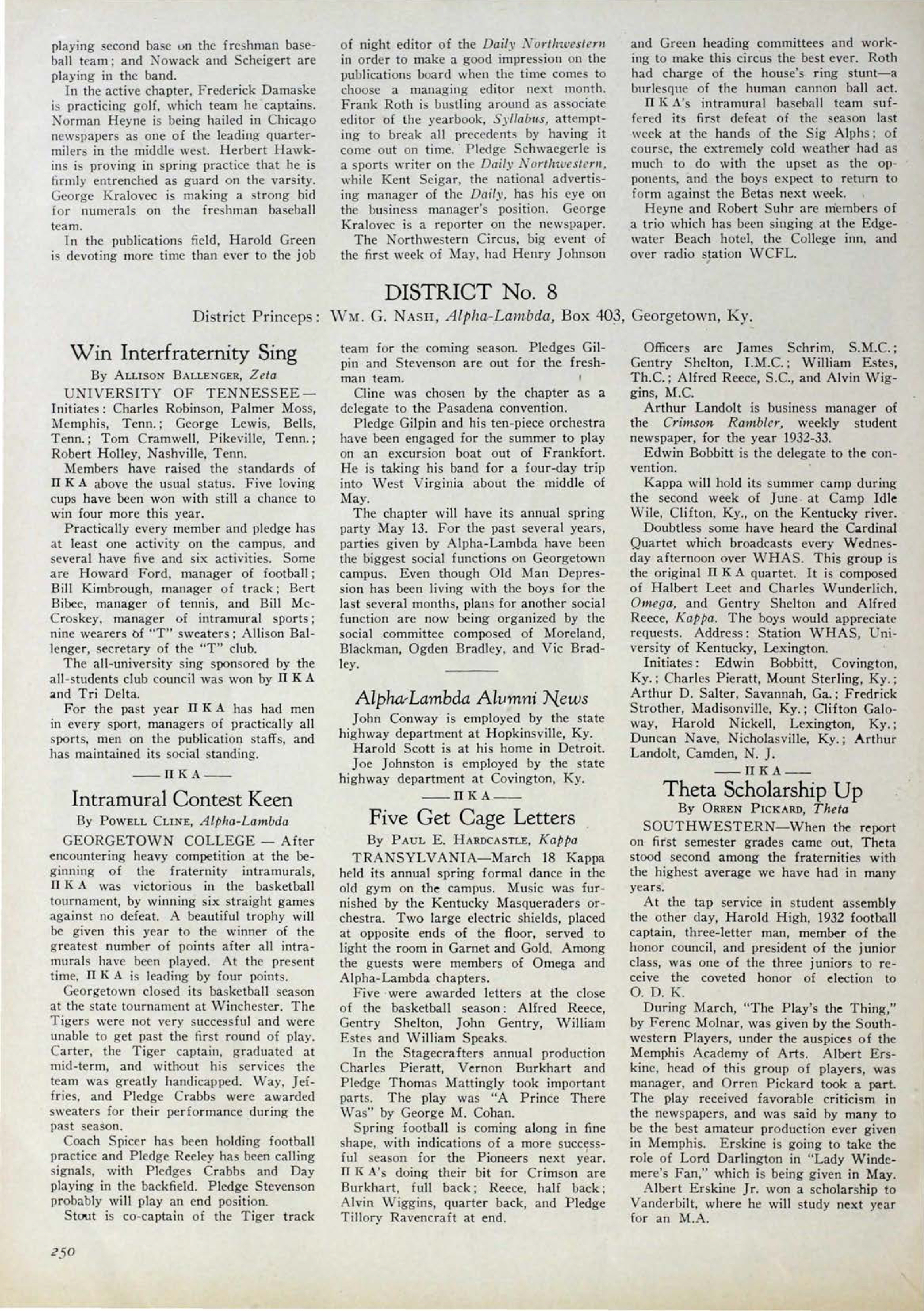 News From The Chapters: District No. 8, June 1932